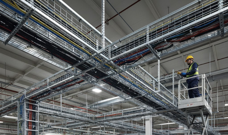 Image representing efficient cable management in an industrial setting