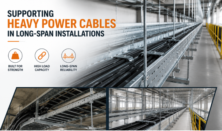 Supporting heavy power cables in long-span cable tray installations by Hutaib Electricals